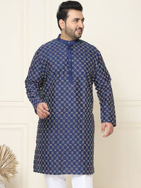 SOJANYA PLUS Geometric Embroidered Regular Silk Straight Kurta