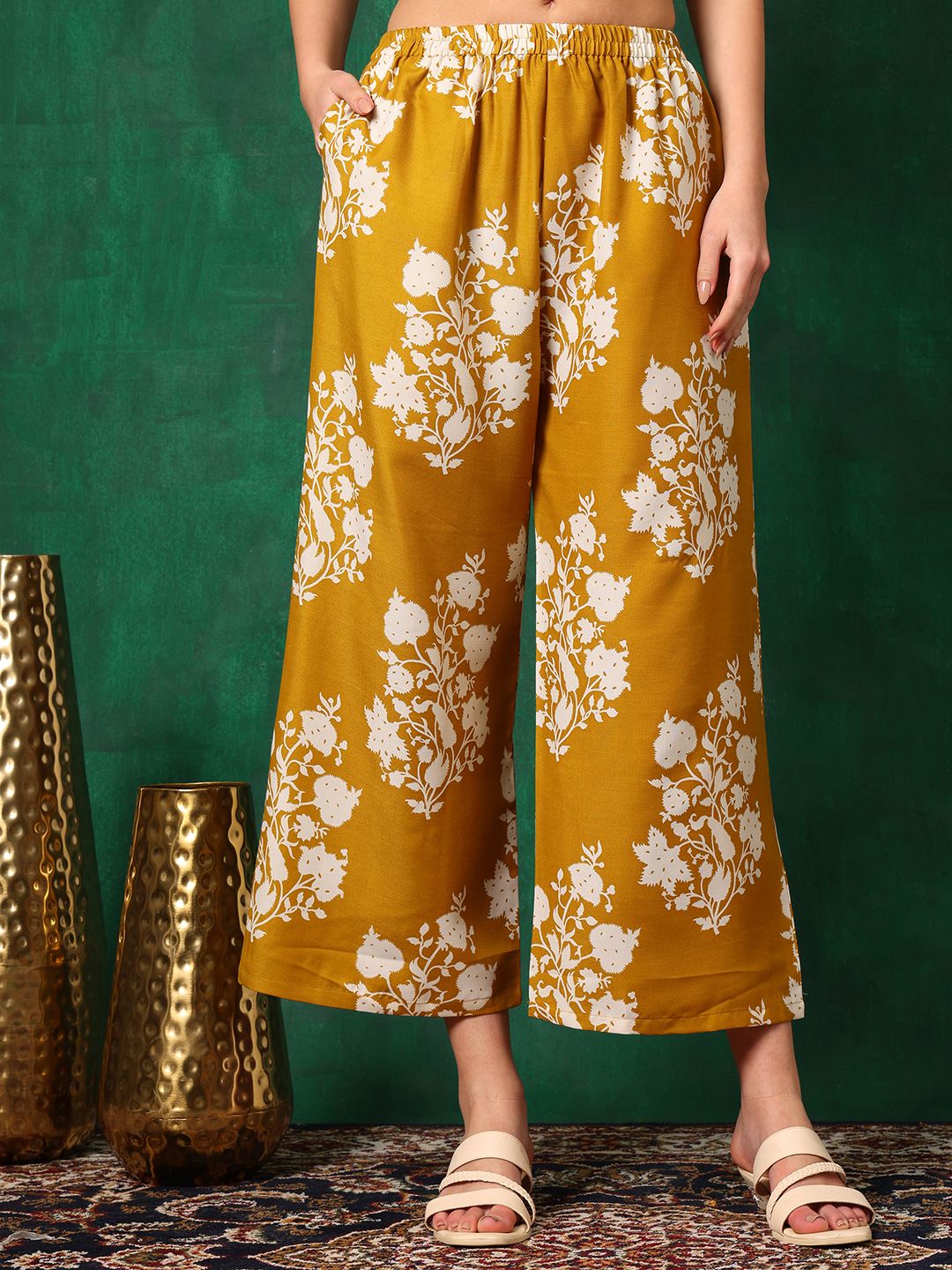KALINI Floral Printed A-Line Kurta with Palazzos & With Dupatta