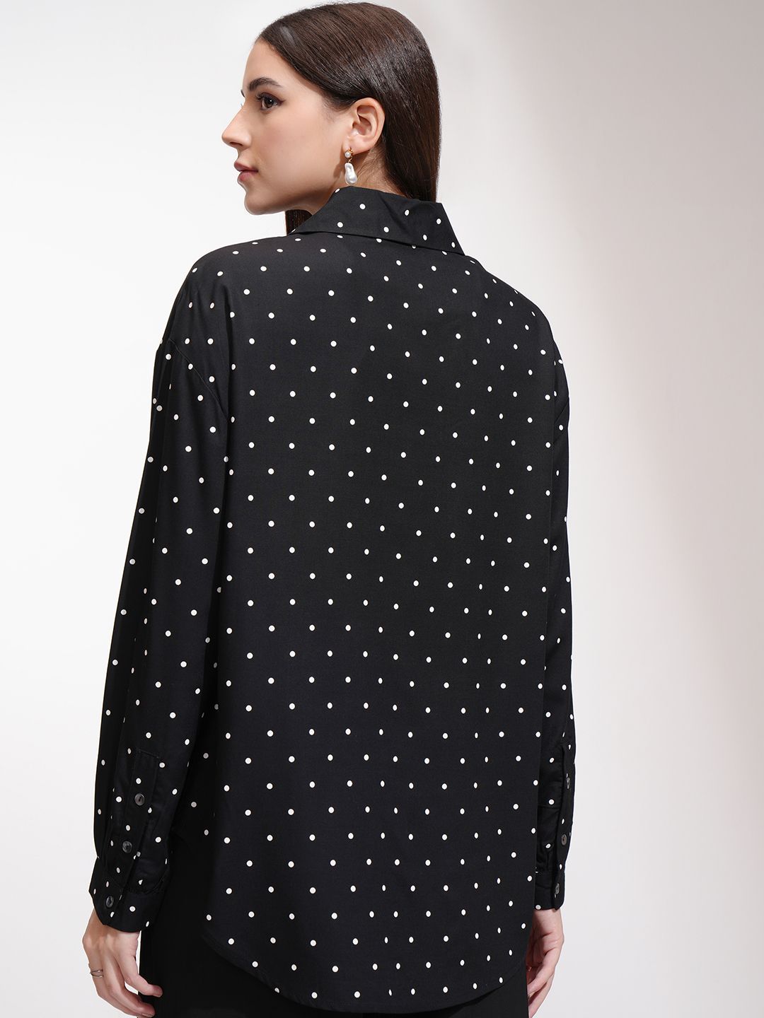Tokyo Talkies Women Printed Drop Shoulder Button Down Shirt