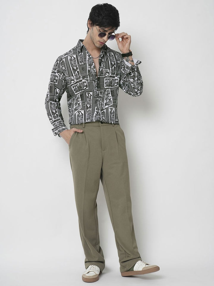 VASTRADO Men Classic Spread Collar Abstract Printed Slim Fit Casual Shirt
