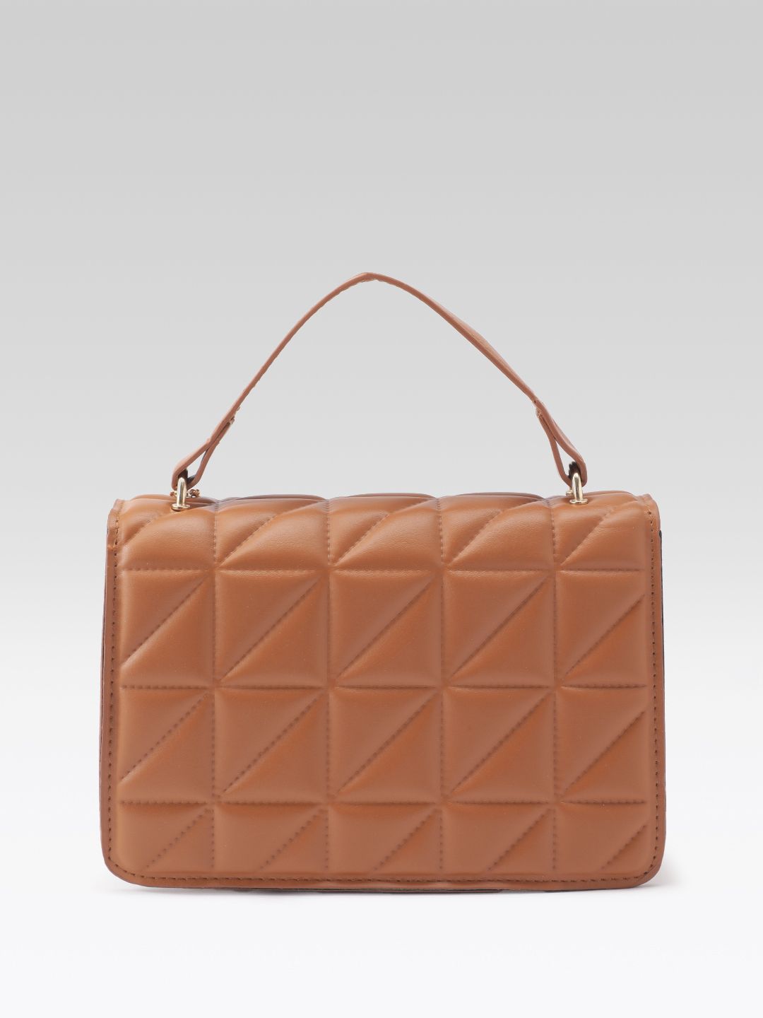DressBerry Quilted Structured Satchel Bag