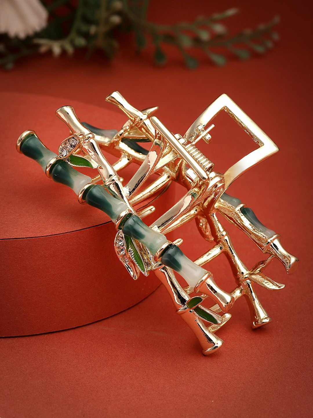 PANASH Women Gold-Plated Stone Studded Embellished Claw Clip
