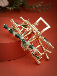PANASH Women Gold-Plated Stone Studded Embellished Claw Clip