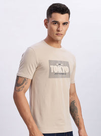 ADRO Typography Printed Round Neck Cotton T-shirt