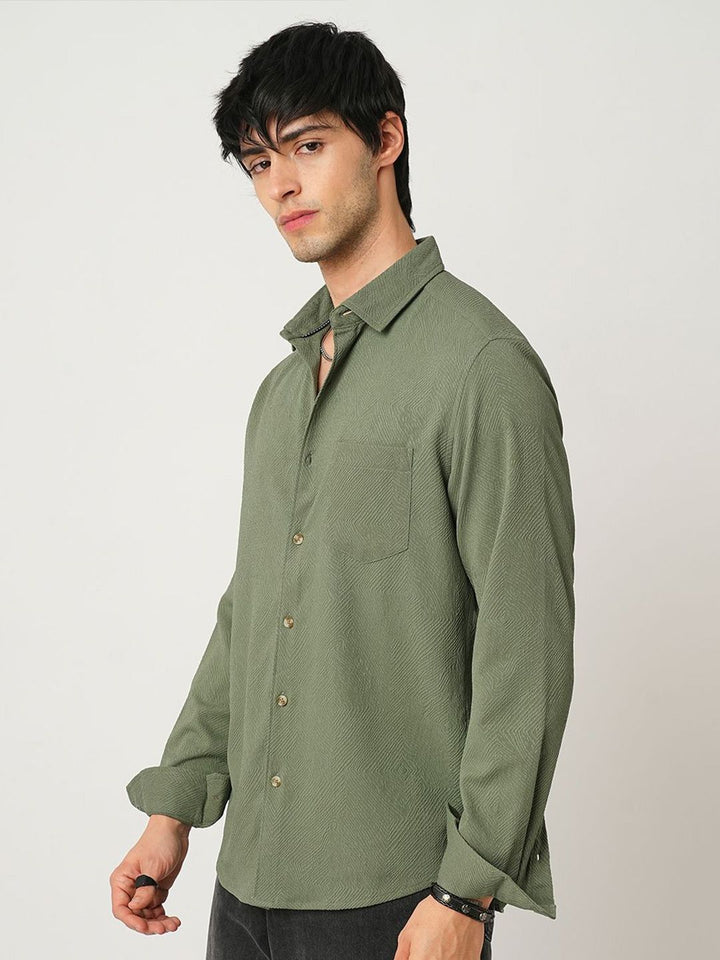 VASTRADO Men Classic Cutaway Collar Textured Slim Fit Casual Shirt