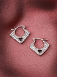 PANASH 925 Sterling Silver Bersalut Rhodium CZ-Stadded Anting-anting Gelung Cinta