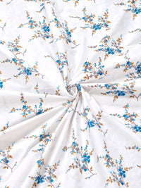 Myntra Elegant Homes White & Blue Floral 300 TC King Bedsheet with 2 Pillow Covers
