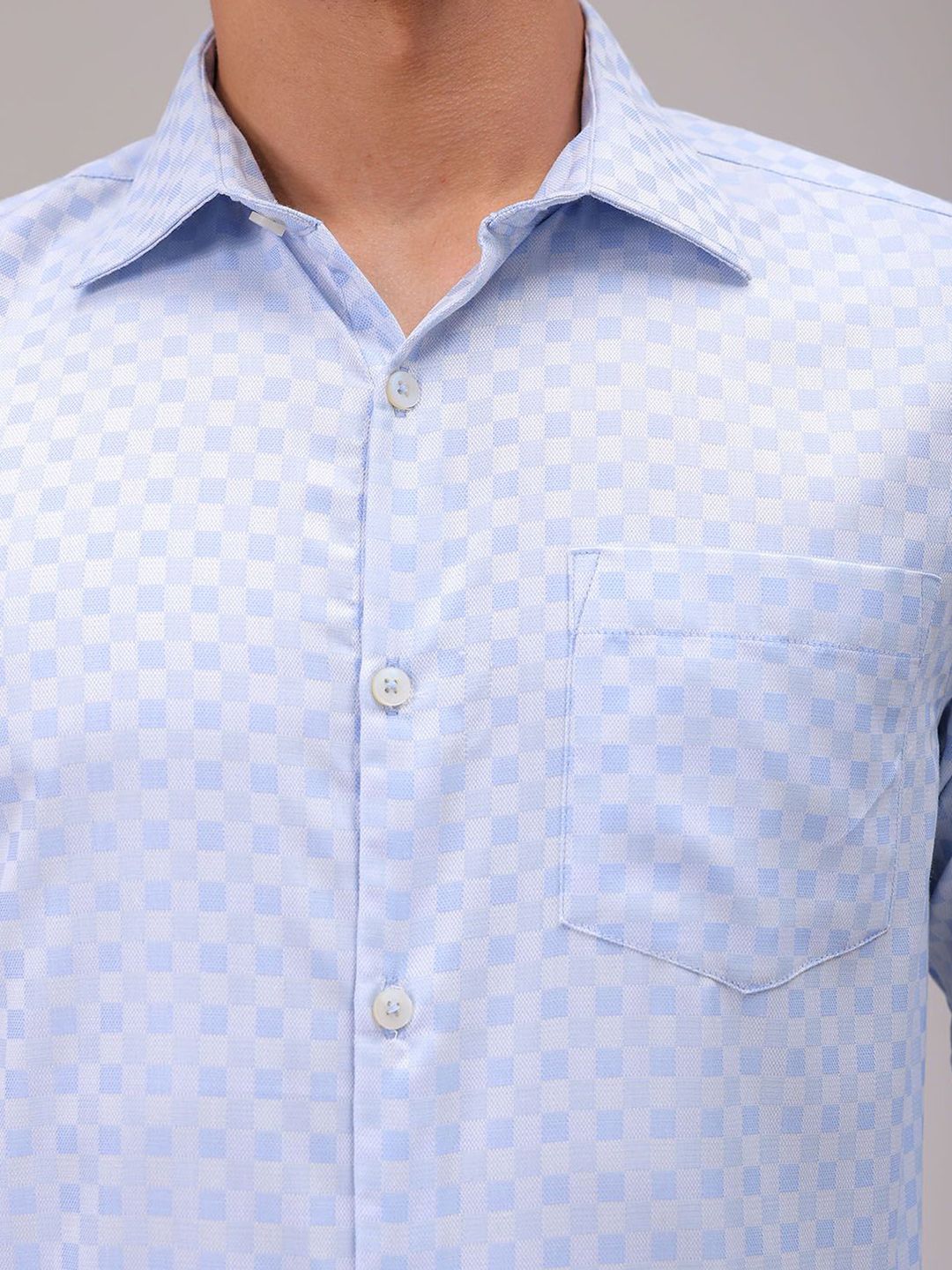 The Indian Garage Co. X Luxe Men Cutaway Collar Checked Slim Fit Formal Shirt