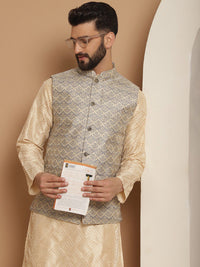 Anouk Embroidered Regular Thread Work Kurta Churidar with Nehru jacket