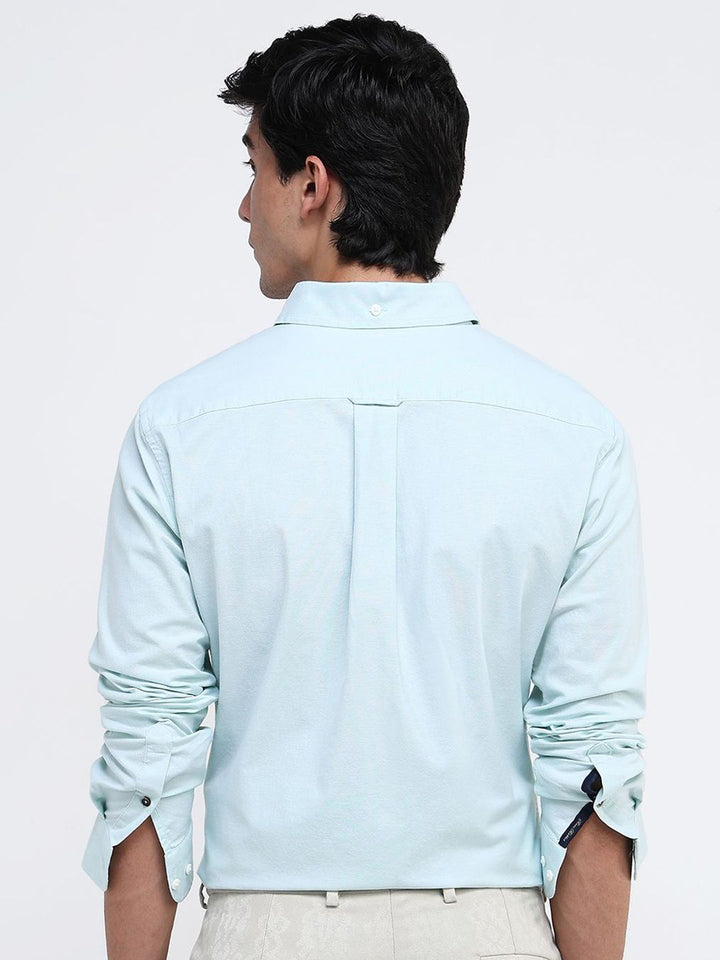 RARE RABBIT Men Comfort Button-Down Collar Solid Cotton Formal Shirt