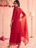Mamicha Women Ethnic Motifs Embroidered Regular Kurta with Palazzos & With Dupatta