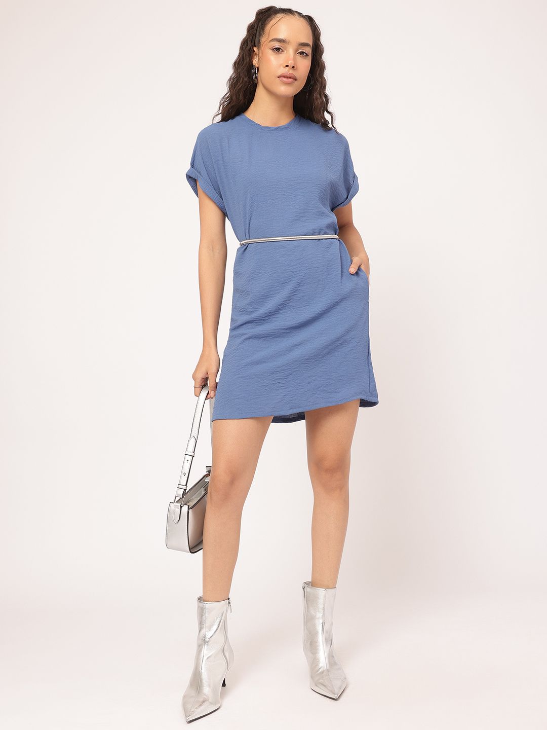 DressBerry Tender Textured T-Shirt Mini Dress