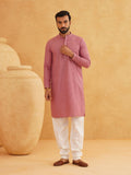 SOJANYA Kolar Mandarin Sulam Geometrik Pure Cotton Kurta Lurus
