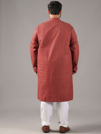 SOJANYA PLUS Plus Size Lelaki Motif Etnik Bercetak Cotton Linen Kurta Lurus Dengan Piyama