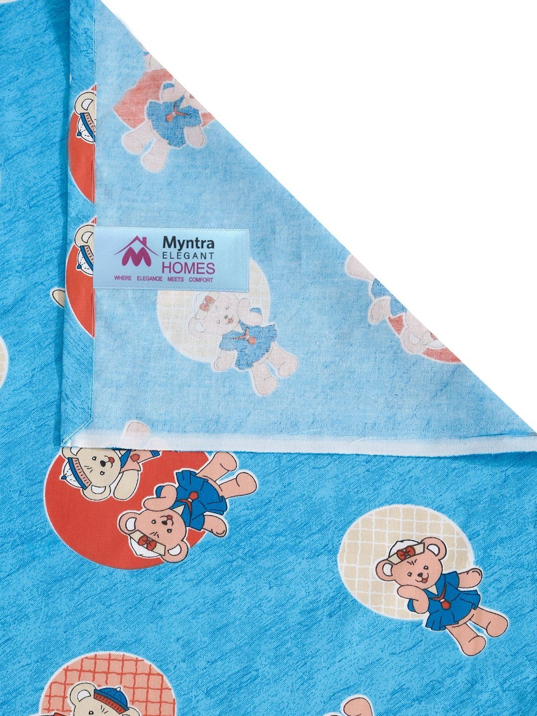 Myntra Elegant Homes Blue Cartoon Print Cotton 400TC King Double Bedsheet & 2 Pillow Cover