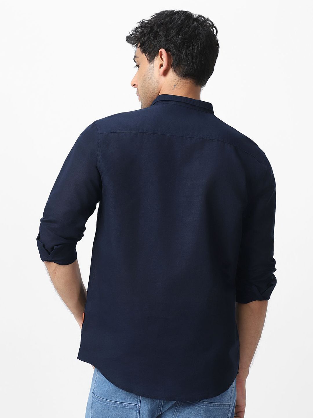 Urbano Fashion Men Club Collar Solid Cotton Casual Shirt