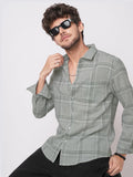 VASTRADO Classic Gauze Grid Tartan Checked Slim Fit Cotton Casual Shirt