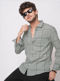 VASTRADO Classic Gauze Grid Tartan Checked Slim Fit Cotton Casual Shirt