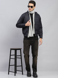 Monte Carlo Men Mock Collar Checked Casual Open Front Jacket