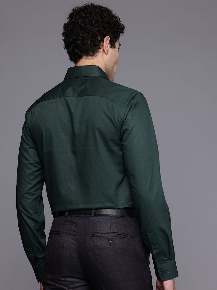 Raymond Pure Cotton Self Design Slim Fit Textured Formal Shirt