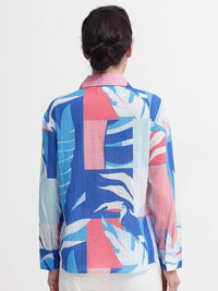 RAREISM Print Mandarin Collar Cotton Top