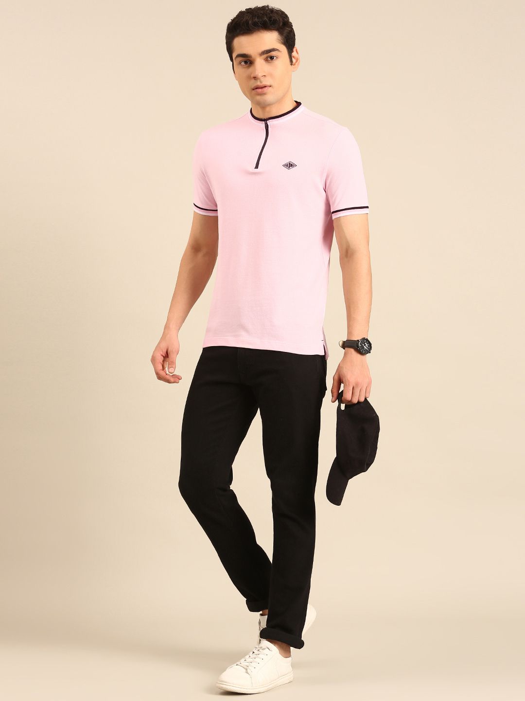 Being Human Mock Collar Pure Cotton T-shirt