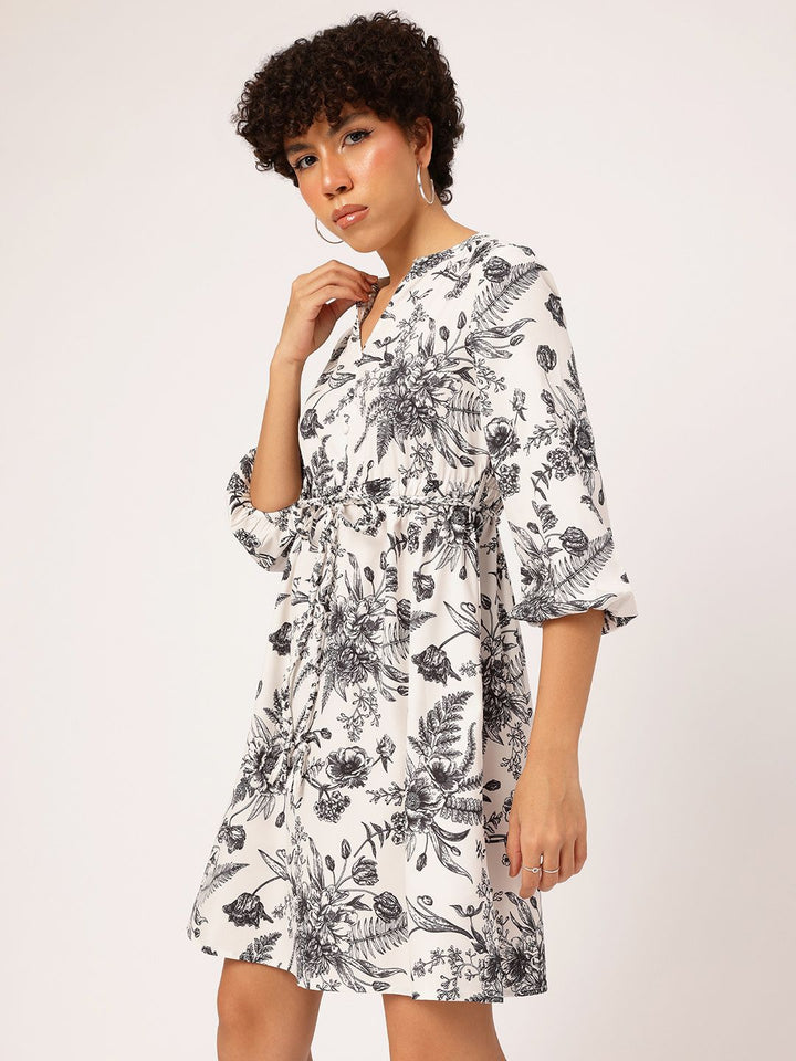 DressBerry Vintage Floral Printed A-line Dress