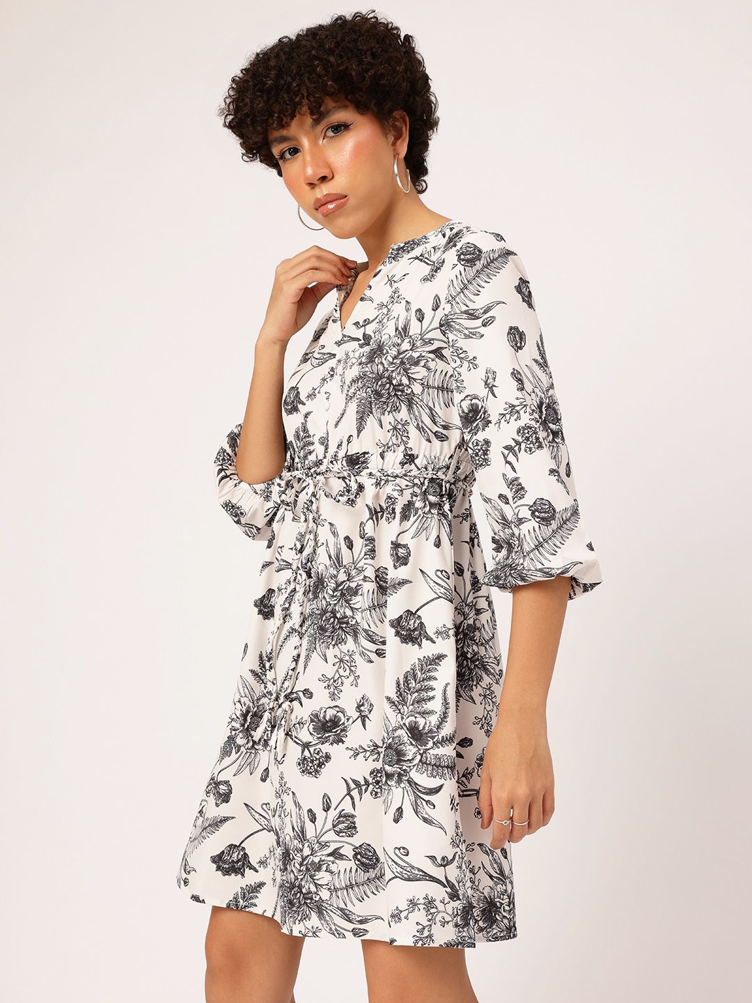 DressBerry Vintage Floral Printed A-line Dress
