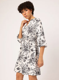 DressBerry Vintage Floral Printed A-line Dress