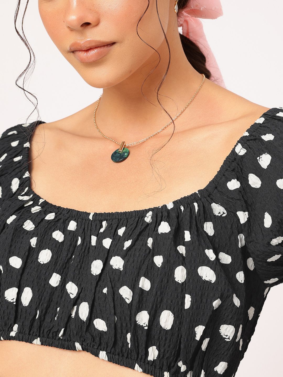 DressBerry Tie-Up Chic Seersucker Crop Top