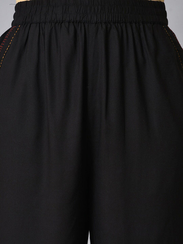 W Ethnic Motifs Printed Thread Work Straight Kurta with Trousers