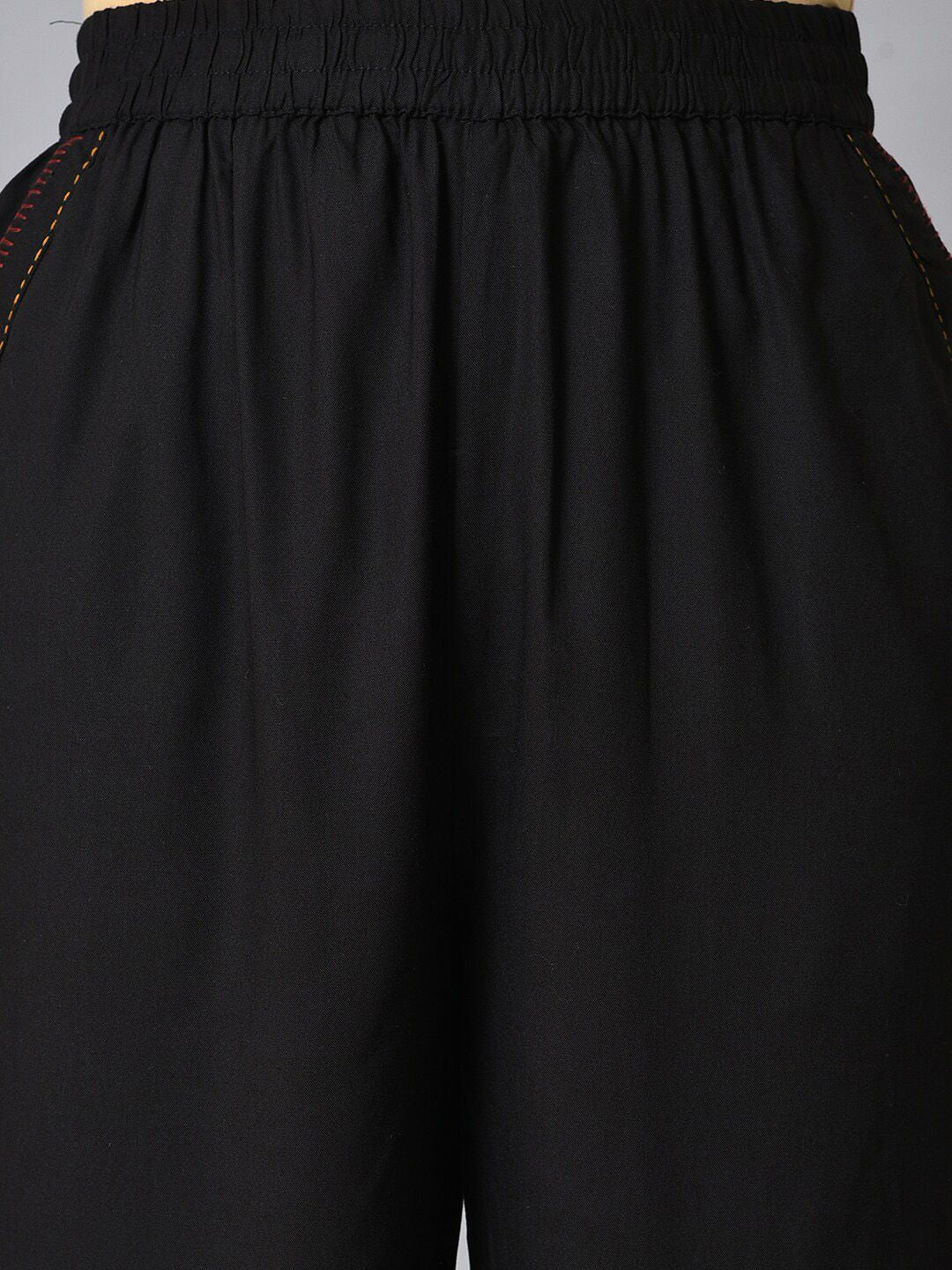 W Ethnic Motifs Printed Thread Work Straight Kurta with Trousers