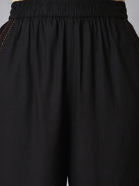 W Ethnic Motifs Printed Thread Work Straight Kurta with Trousers