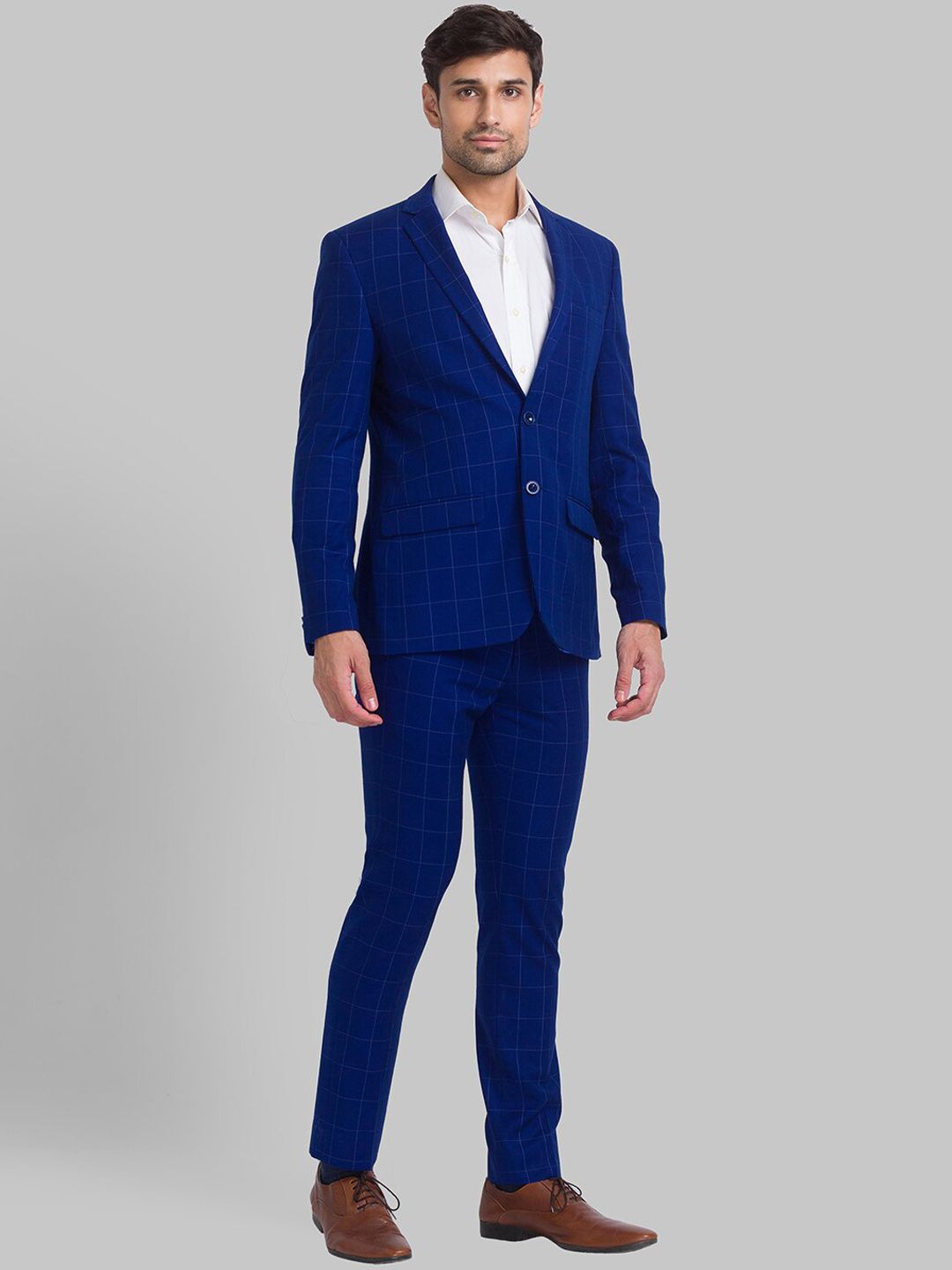 Park Avenue Men Checked Super Slim Fit 2 Piece Formal Suit