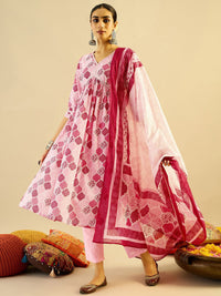 Indo Era Ethnic Motifs Printed Mirror Work Pure Cotton Kurta with Trouser And Dupatta