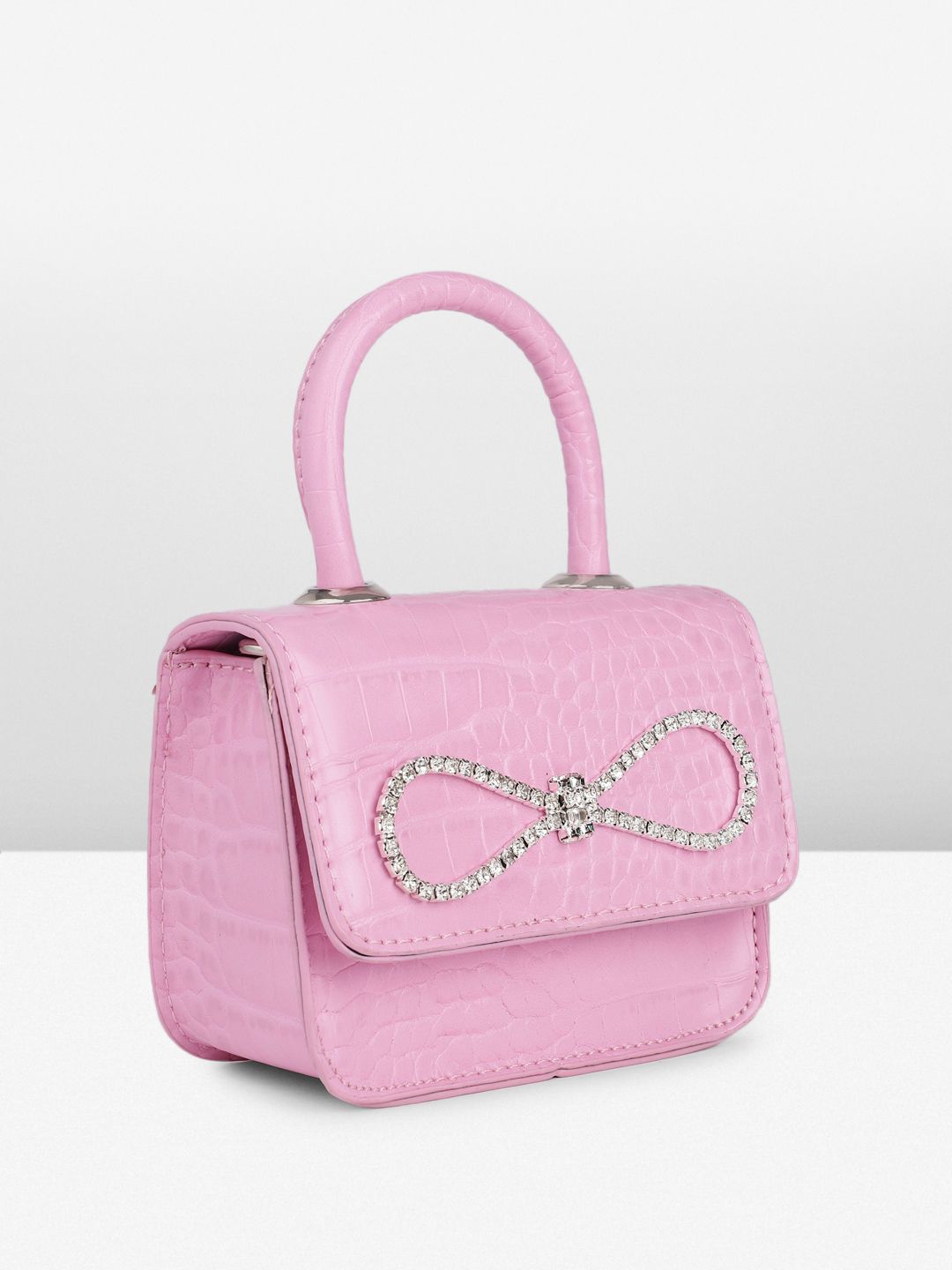 DressBerry Textured Miniature Satchel Bag With Embellished
