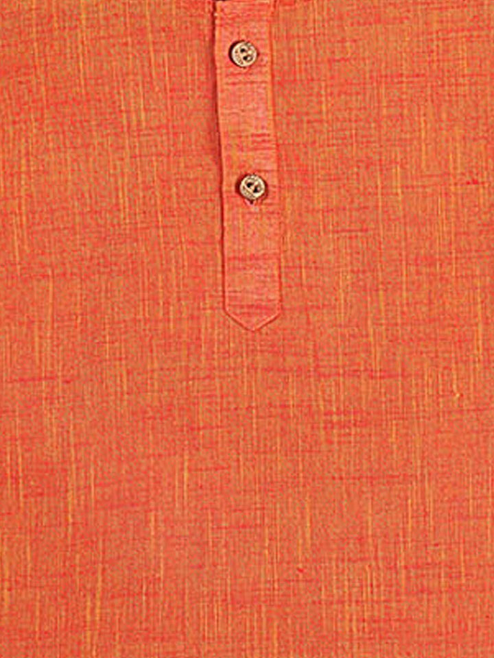 VASTRAMAY Boys Orange Pure Cotton Kurta with Pyjamas