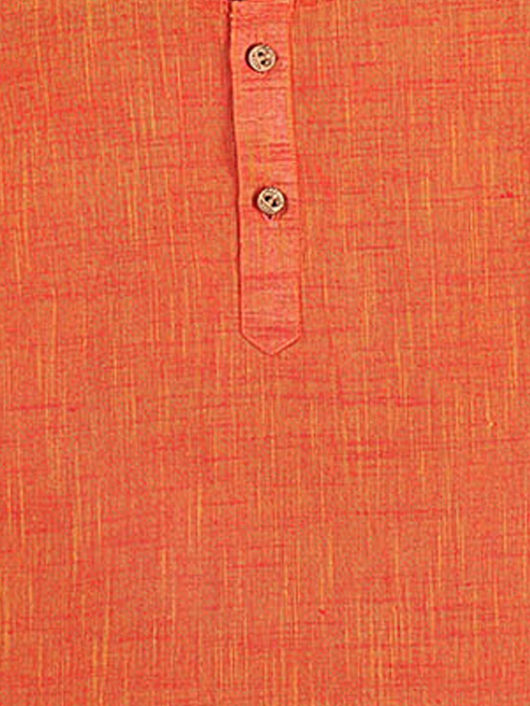 VASTRAMAY Boys Orange Pure Cotton Kurta with Pyjamas