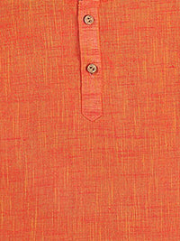 VASTRAMAY Boys Orange Pure Cotton Kurta with Pyjamas