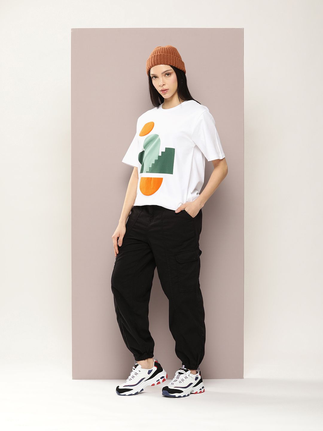 DILLINGER Women Graphic Printed Embossed Oversized T-shirt