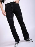 The Indian Garage Co Men Bootcut Contrast Stitch Mid Rise Cotton Jeans