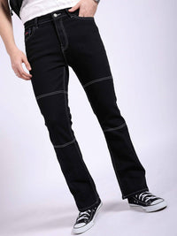 The Indian Garage Co Men Bootcut Contrast Stitch Mid Rise Cotton Jeans