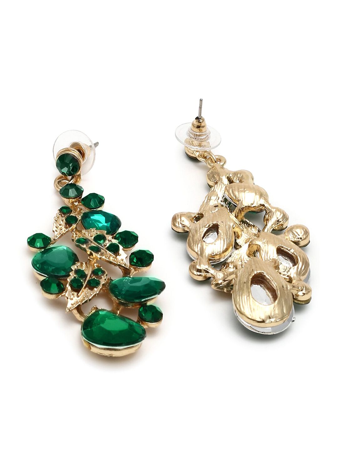 SOHI Women Gold Plated Designer Green Stone And Earrings