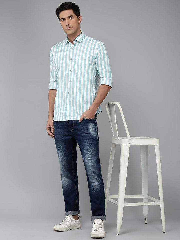 Park Avenue Slim Fit Striped Pure Cotton Casual Shirt