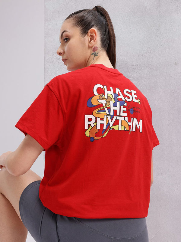 HRX by Hrithik Roshan Women Typography Printed Drop-Shoulder Sleeves T-shirt