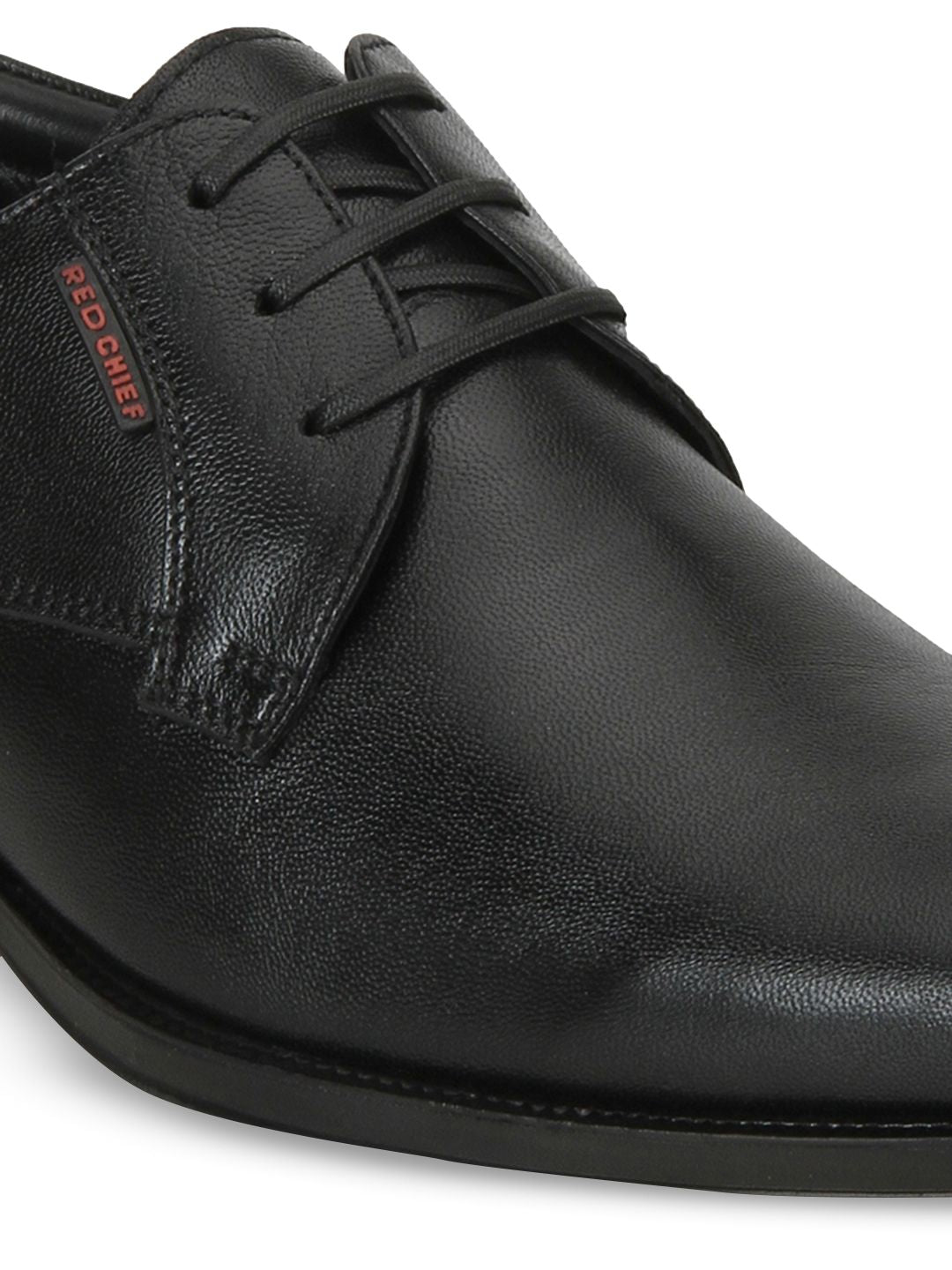 Red Chief Men Black Solid Leather Formal Derbys