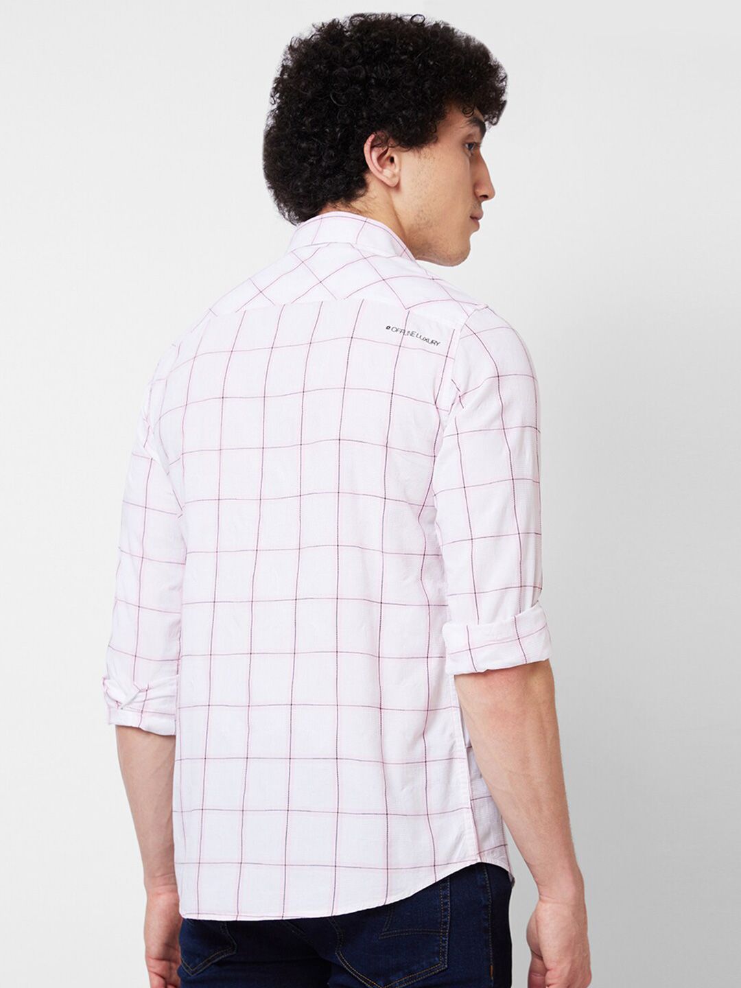 SPYKAR Men Windowpane Checked Opaque Cotton Casual Shirt