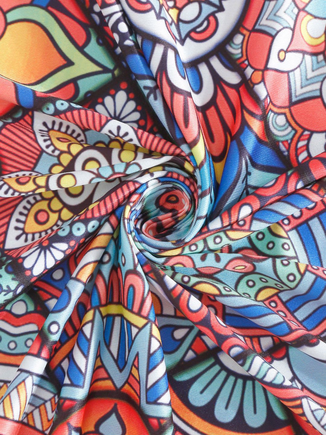 Cortina Blue & Red Printed Double-Seater Sofa Cover
