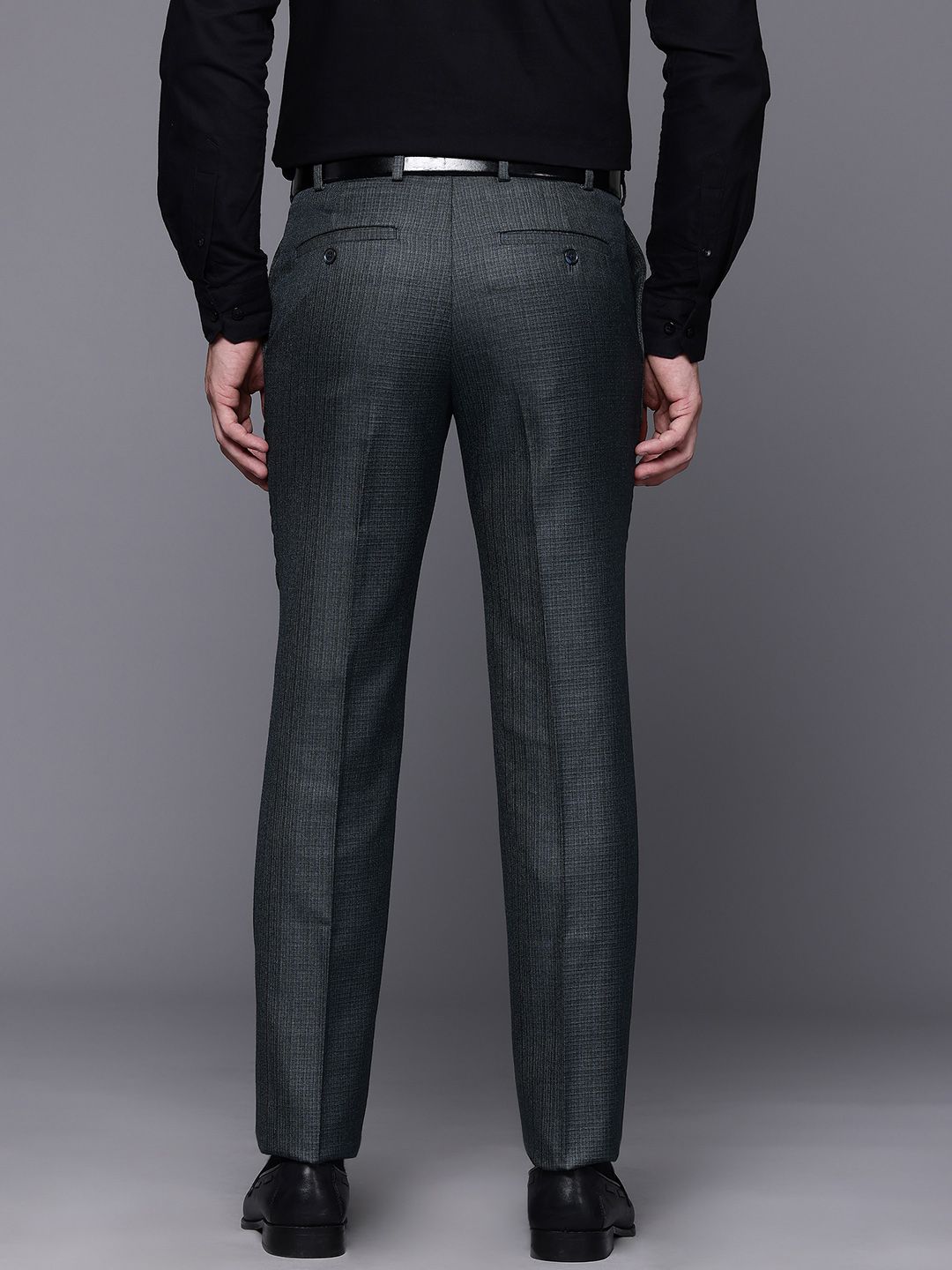 Raymond Men Textured Slim Fit Formal Trousers