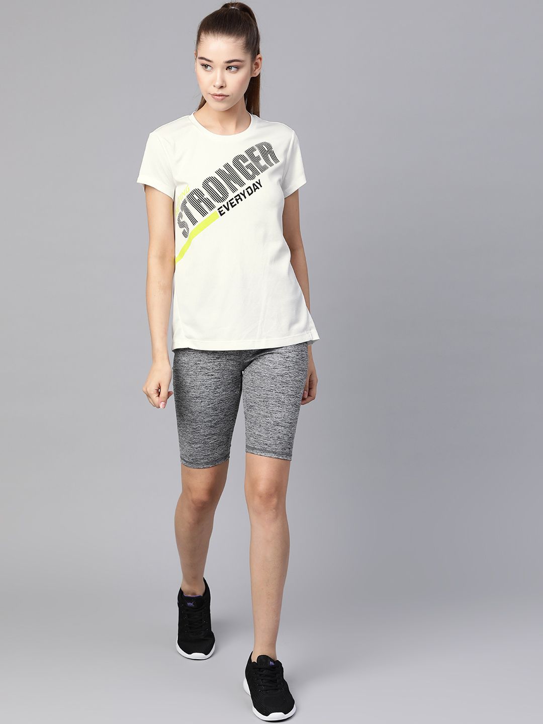 HRX by Hrithik Roshan White Printed Rapid Dry N9 Antimicrobial Technology Training T-shirt